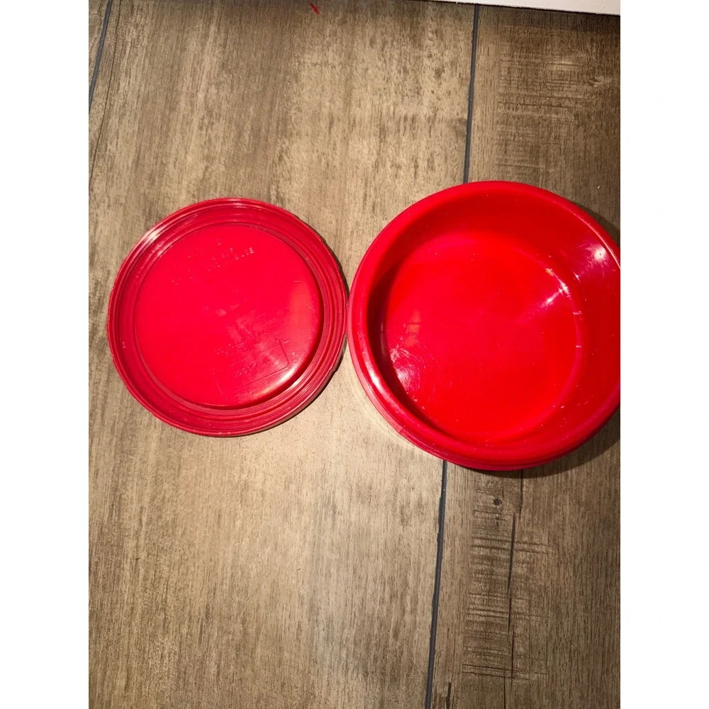 Campbell Soup‎ Can Round Plastic Container Red White Storage Lid vintage